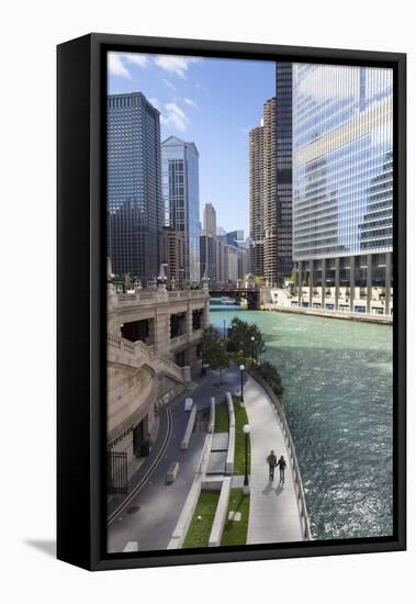 Glass Towers Along the Chicago River, Chicago, Illinois, United States of America, North America-Amanda Hall-Framed Premier Image Canvas