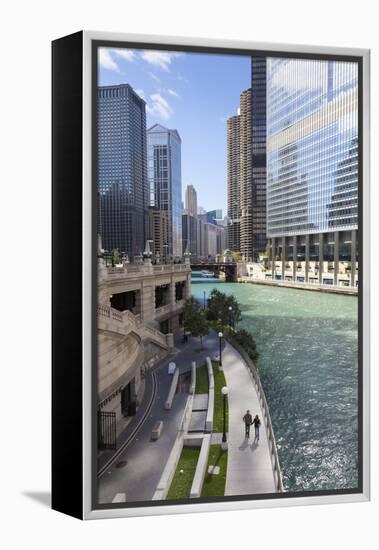 Glass Towers Along the Chicago River, Chicago, Illinois, United States of America, North America-Amanda Hall-Framed Premier Image Canvas