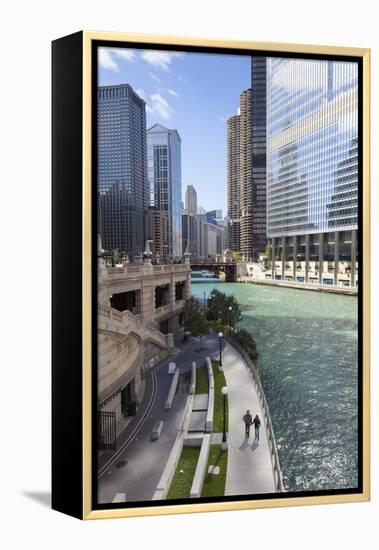 Glass Towers Along the Chicago River, Chicago, Illinois, United States of America, North America-Amanda Hall-Framed Premier Image Canvas