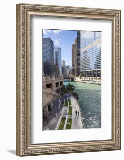 Glass Towers Along the Chicago River, Chicago, Illinois, United States of America, North America-Amanda Hall-Framed Photographic Print