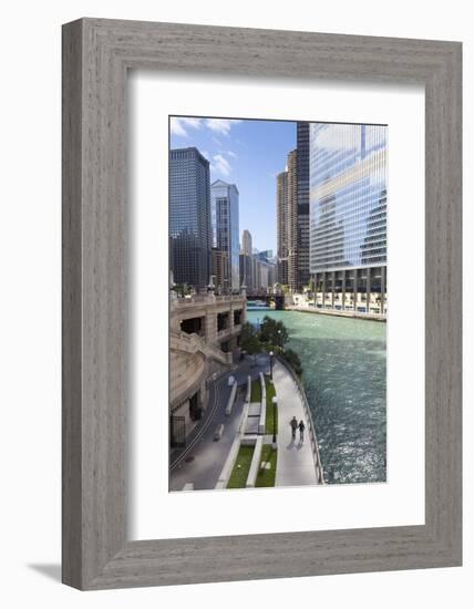 Glass Towers Along the Chicago River, Chicago, Illinois, United States of America, North America-Amanda Hall-Framed Photographic Print