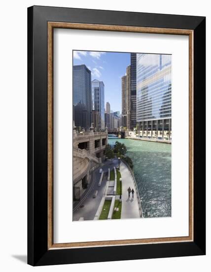 Glass Towers Along the Chicago River, Chicago, Illinois, United States of America, North America-Amanda Hall-Framed Photographic Print