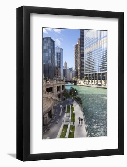 Glass Towers Along the Chicago River, Chicago, Illinois, United States of America, North America-Amanda Hall-Framed Photographic Print