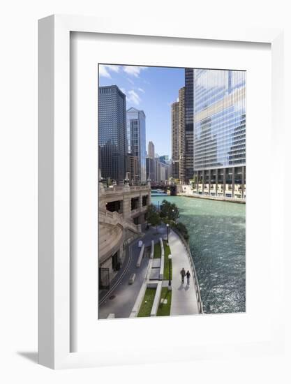 Glass Towers Along the Chicago River, Chicago, Illinois, United States of America, North America-Amanda Hall-Framed Photographic Print