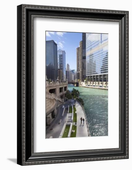 Glass Towers Along the Chicago River, Chicago, Illinois, United States of America, North America-Amanda Hall-Framed Photographic Print