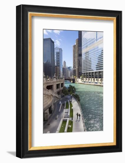 Glass Towers Along the Chicago River, Chicago, Illinois, United States of America, North America-Amanda Hall-Framed Photographic Print