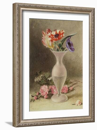 Glass Vase and Flowers (W/C)-William Henry Hunt-Framed Giclee Print