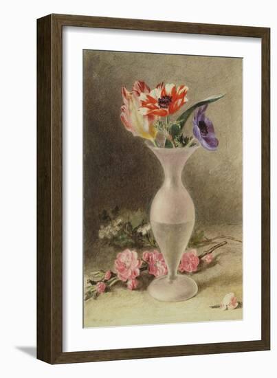 Glass Vase and Flowers (W/C)-William Henry Hunt-Framed Giclee Print