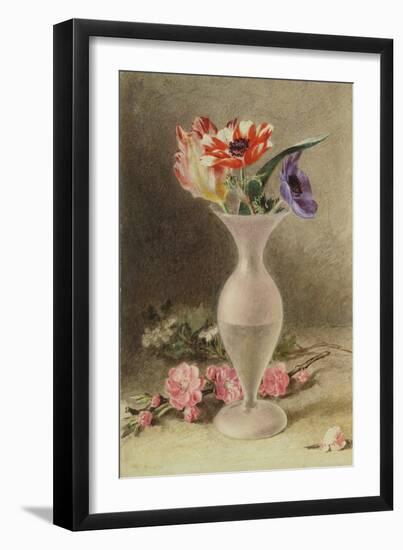 Glass Vase and Flowers (W/C)-William Henry Hunt-Framed Giclee Print