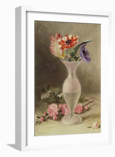 Glass Vase and Flowers (W/C)-William Henry Hunt-Framed Giclee Print