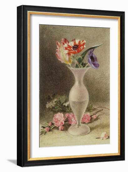 Glass Vase and Flowers (W/C)-William Henry Hunt-Framed Giclee Print