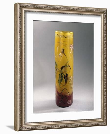 Glass Vase with Cylindrical Body-Emile Galle-Framed Giclee Print