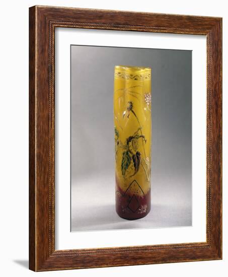 Glass Vase with Cylindrical Body-Emile Galle-Framed Giclee Print