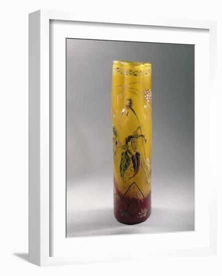 Glass Vase with Cylindrical Body-Emile Galle-Framed Giclee Print