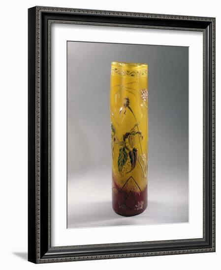 Glass Vase with Cylindrical Body-Emile Galle-Framed Giclee Print