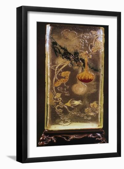 Glass Vase with Transparent Cinesizzanti Motifs and Relief-Emile Galle-Framed Giclee Print