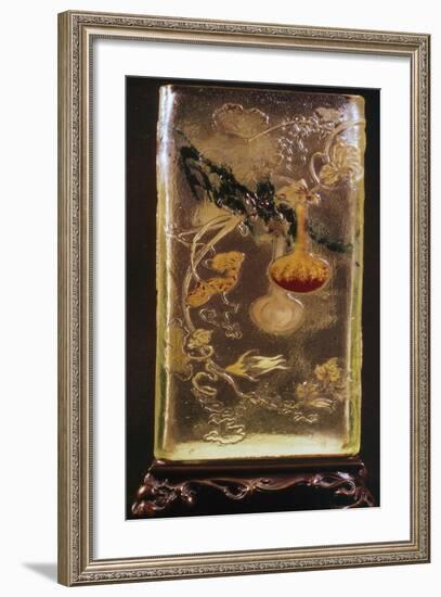 Glass Vase with Transparent Cinesizzanti Motifs and Relief-Emile Galle-Framed Giclee Print