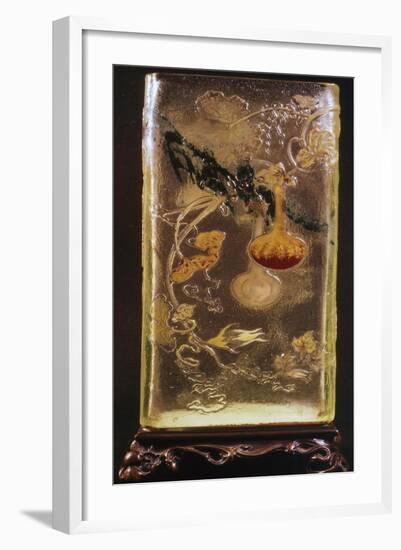 Glass Vase with Transparent Cinesizzanti Motifs and Relief-Emile Galle-Framed Giclee Print