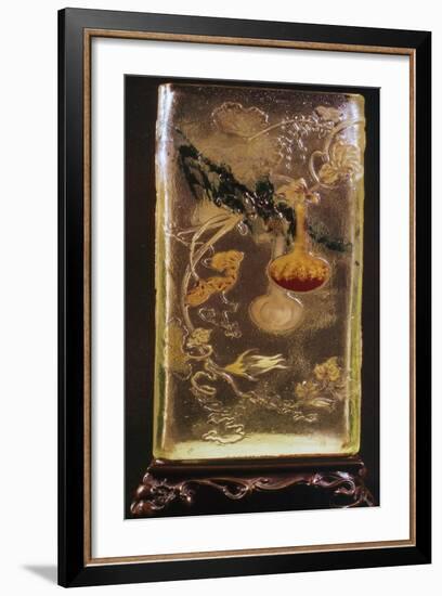 Glass Vase with Transparent Cinesizzanti Motifs and Relief-Emile Galle-Framed Giclee Print