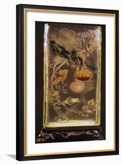 Glass Vase with Transparent Cinesizzanti Motifs and Relief-Emile Galle-Framed Giclee Print