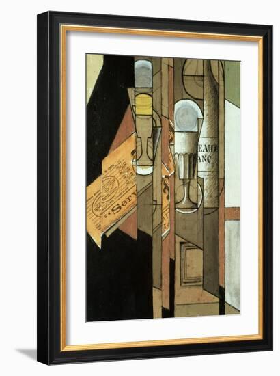 Glasses, a Newspaper and a Bottle of Wine-Juan Gris-Framed Giclee Print