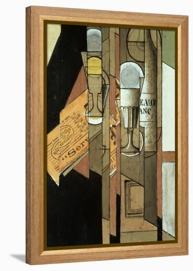 Glasses, a Newspaper and a Bottle of Wine-Juan Gris-Framed Premier Image Canvas