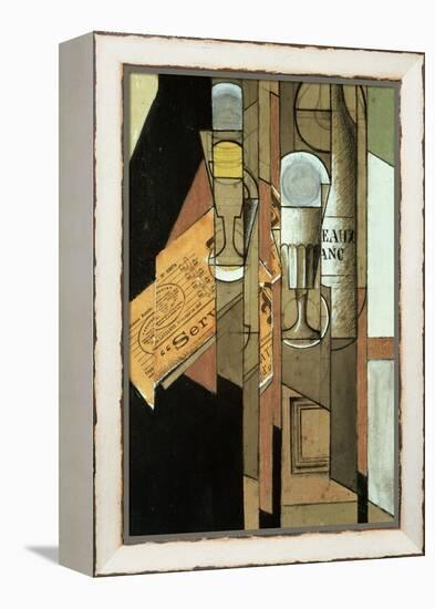 Glasses, a Newspaper and a Bottle of Wine-Juan Gris-Framed Premier Image Canvas