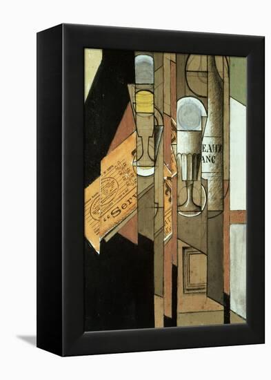 Glasses, a Newspaper and a Bottle of Wine-Juan Gris-Framed Premier Image Canvas