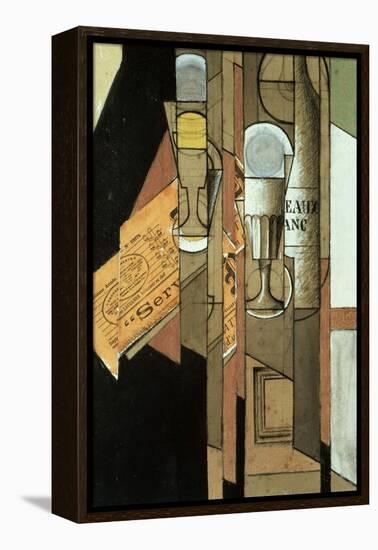 Glasses, a Newspaper and a Bottle of Wine-Juan Gris-Framed Premier Image Canvas