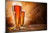 Glasses of Beer on Wooden Table-Jag_cz-Mounted Photographic Print