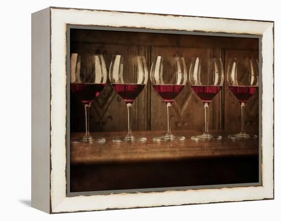 Glasses of Red Wine in a Row-Steve Lupton-Framed Premier Image Canvas