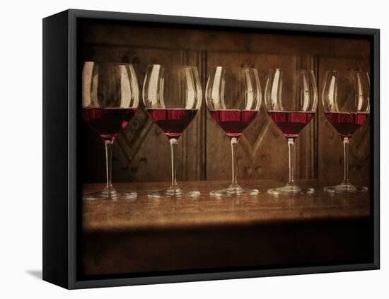 Glasses of Red Wine in a Row-Steve Lupton-Framed Premier Image Canvas