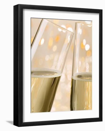 Glasses of Sparkling Wine with Twinkling Lights-Brigitte Protzel-Framed Photographic Print