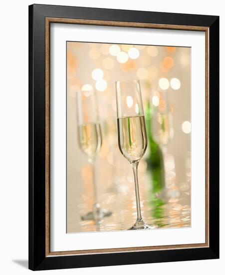 Glasses of Sparkling Wine with Twinkling Lights-Brigitte Protzel-Framed Photographic Print