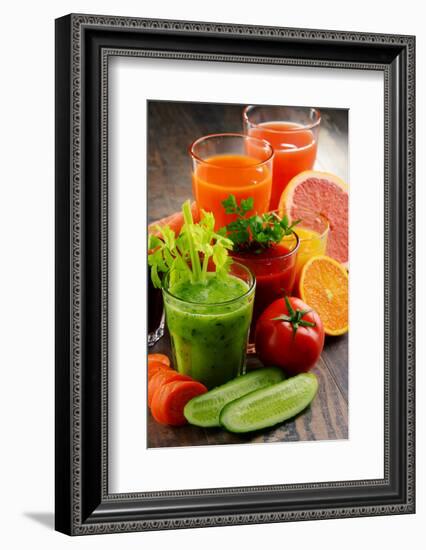 Glasses with Fresh Organic Vegetable and Fruit Juices. Detox Diet-monticello-Framed Photographic Print