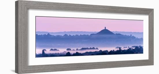 Glastonbury Tor with low lying mist, Glastonbury, Somerset, UK-Ross Hoddinott-Framed Photographic Print