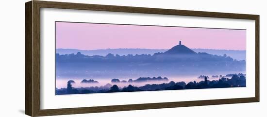 Glastonbury Tor with low lying mist, Glastonbury, Somerset, UK-Ross Hoddinott-Framed Photographic Print