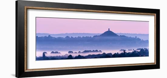 Glastonbury Tor with low lying mist, Glastonbury, Somerset, UK-Ross Hoddinott-Framed Photographic Print