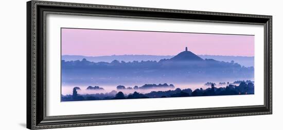 Glastonbury Tor with low lying mist, Glastonbury, Somerset, UK-Ross Hoddinott-Framed Photographic Print