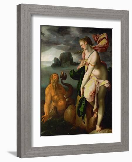 Glaucus and Scylla,lesser sea-god and former fisherman, falls in love with Scylla.-Bartholomaeus Spranger-Framed Giclee Print