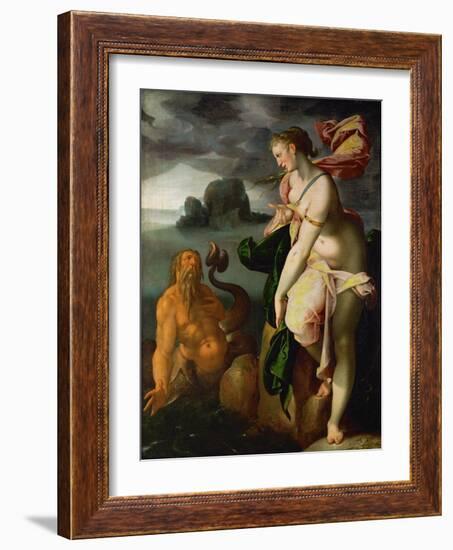 Glaucus and Scylla,lesser sea-god and former fisherman, falls in love with Scylla.-Bartholomaeus Spranger-Framed Giclee Print