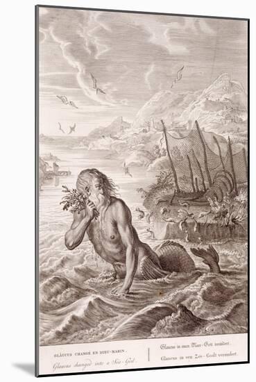 Glaucus Turned into a Sea-God, 1731 (Engraving)-Bernard Picart-Mounted Giclee Print