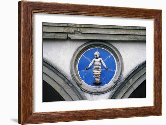 Glazed Ceramic Tondo with Putto-Andrea Della Robbia-Framed Giclee Print