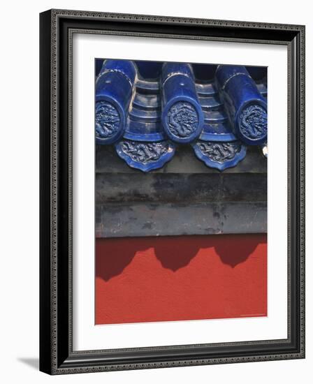 Glazed Tiles and Red Wall in Forbidden City, Beijing, China-Keren Su-Framed Photographic Print