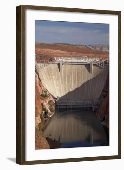 Glen Canyon Dam across Colorado River Arizona-David Wall-Framed Photographic Print