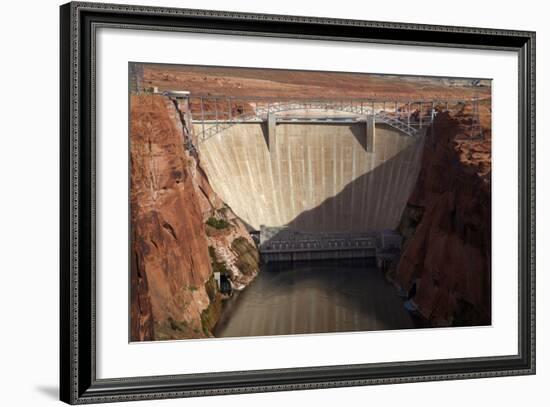 Glen Canyon Dam across Colorado River Arizona-David Wall-Framed Photographic Print