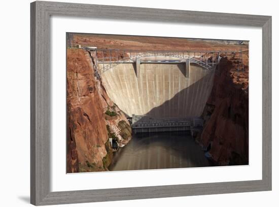 Glen Canyon Dam across Colorado River Arizona-David Wall-Framed Photographic Print