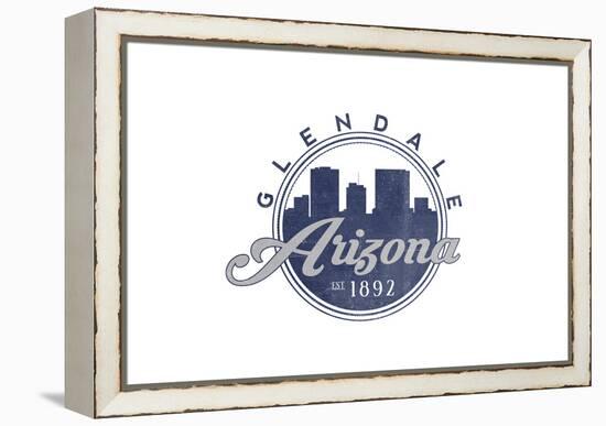 Glendale, Arizona - Skyline Seal (Blue)-Lantern Press-Framed Stretched Canvas