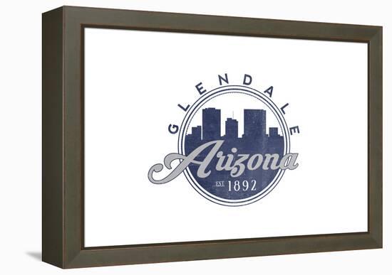 Glendale, Arizona - Skyline Seal (Blue)-Lantern Press-Framed Stretched Canvas