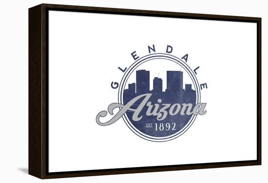 Glendale, Arizona - Skyline Seal (Blue)-Lantern Press-Framed Stretched Canvas